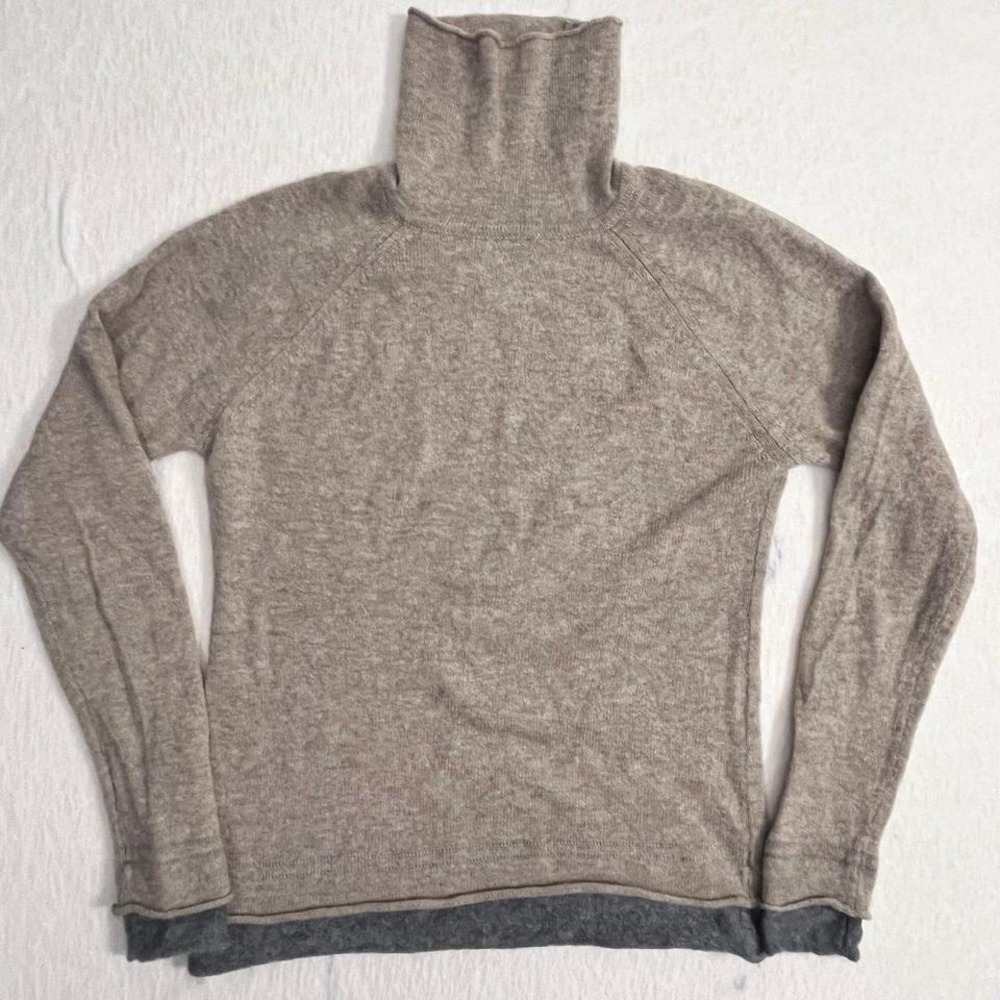 Griffen‎ Cashmere Wool Blend Turtleneck Sweater Women's Small Beige Pullover